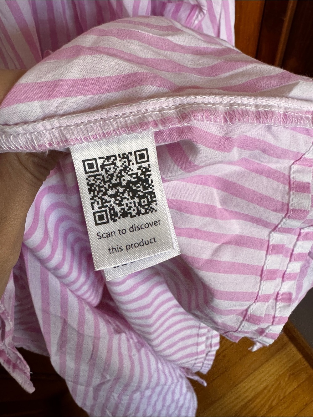 126. Universal Thread Pink and White Striped Long Sleeve Tie-Front Shirt Dress - Picture 7 of 9